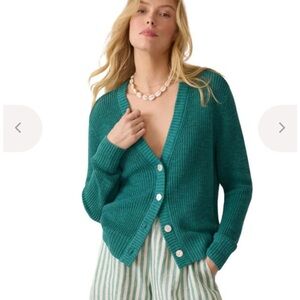 Faherty Turquoise Knit Cardigan